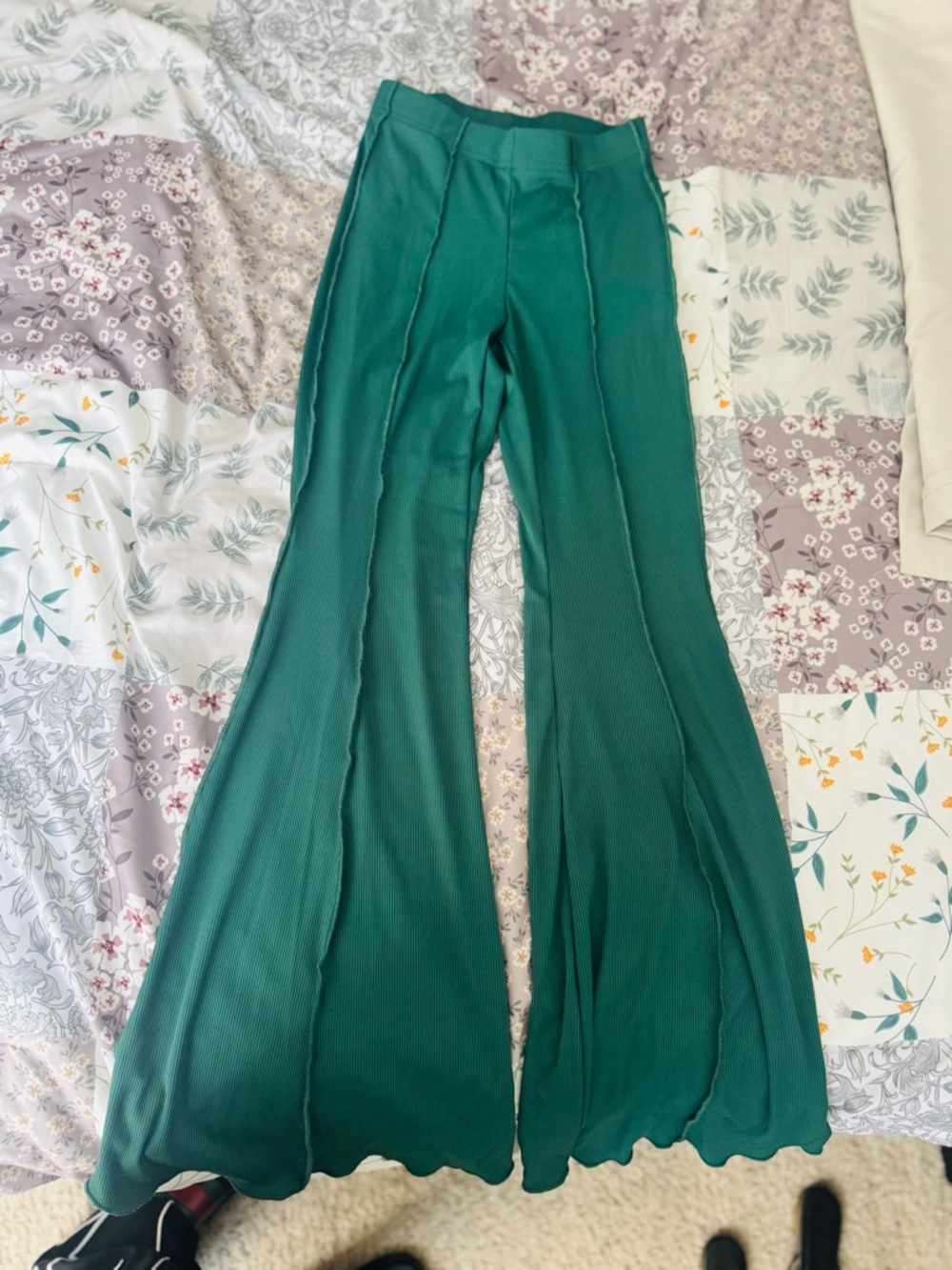 High-Waist Emerald Green Flared Pants